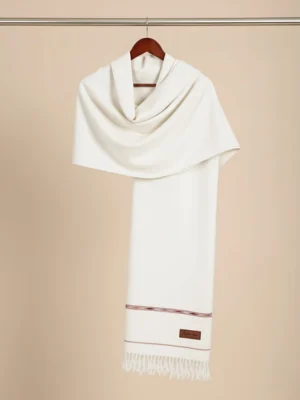White Handmade Islampuri Wool Shawl for Men