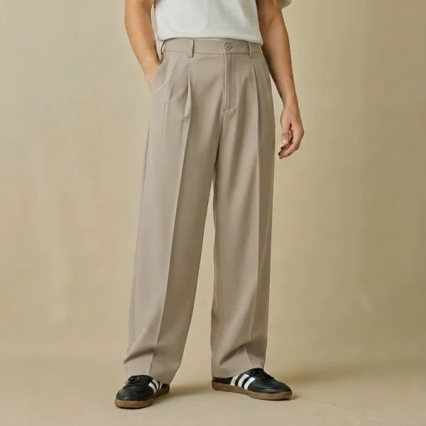 Light biege Formal baggy pleated pant